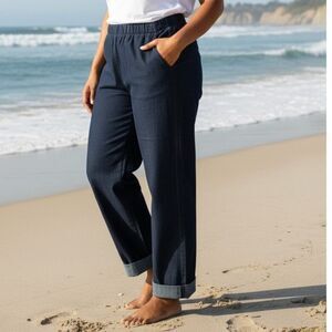 TURTLE BAY Stylish Women's Dark Blue Stretchy Ankle Pants - Size: XL